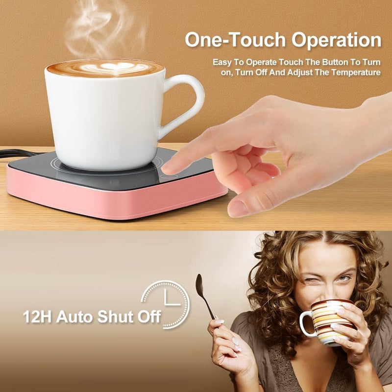 Defashun Coffee Mug Warmer Waterproof Smart Cup Warmer with 3 Temperature Setting for Warming & Heating Coffee, Beverage, Milk, Tea and Hot Chocolate (Pink) - Image 4